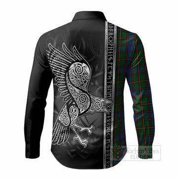 Skene Tartan Crest Long Sleeve Button Shirts Norse Mythology Viking Odin Crow Tattoo