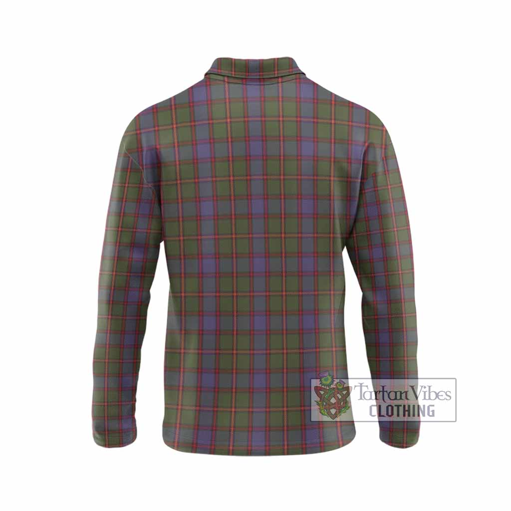 Skene Tartan Crest Long Sleeve Polo Shirt Ferocious Lion Style