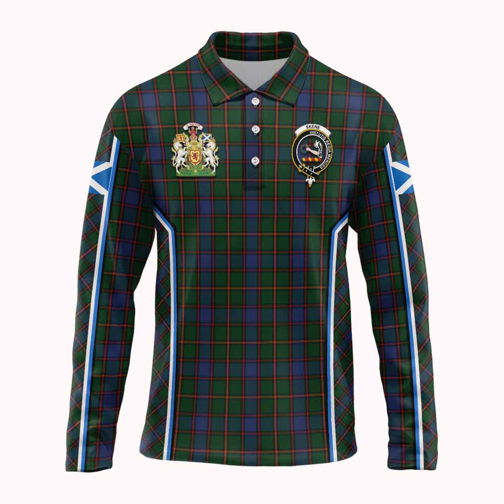 Skene Tartan Crest Long Sleeve Polo Shirt Scotland Coat of Arm Flag Style - Tartan Vibes Clothing