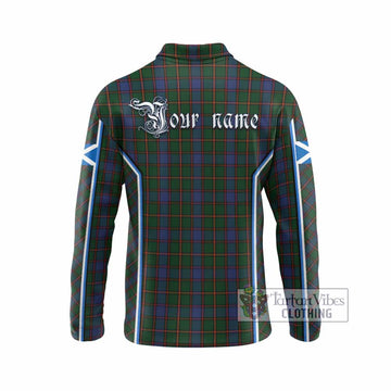 Skene Tartan Crest Long Sleeve Polo Shirt Scotland Coat of Arm Flag Style