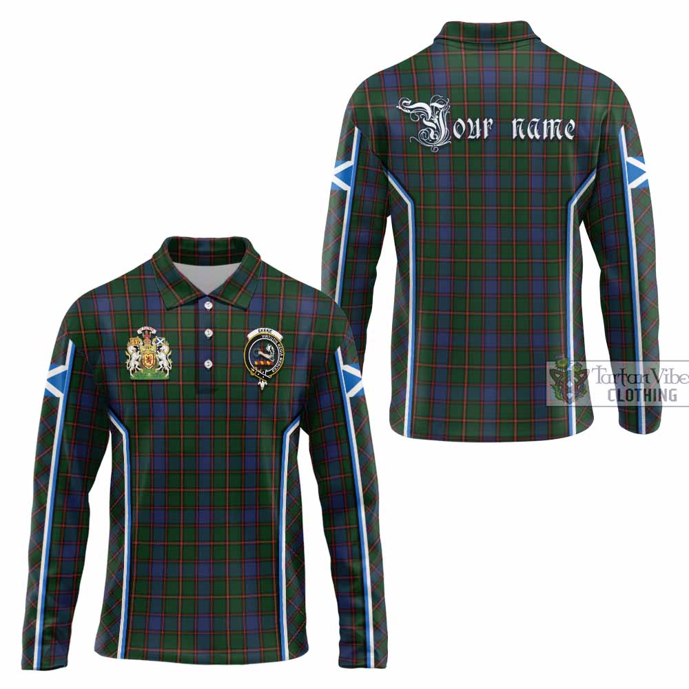 Skene Tartan Crest Long Sleeve Polo Shirt Scotland Coat of Arm Flag Style - Tartan Vibes Clothing