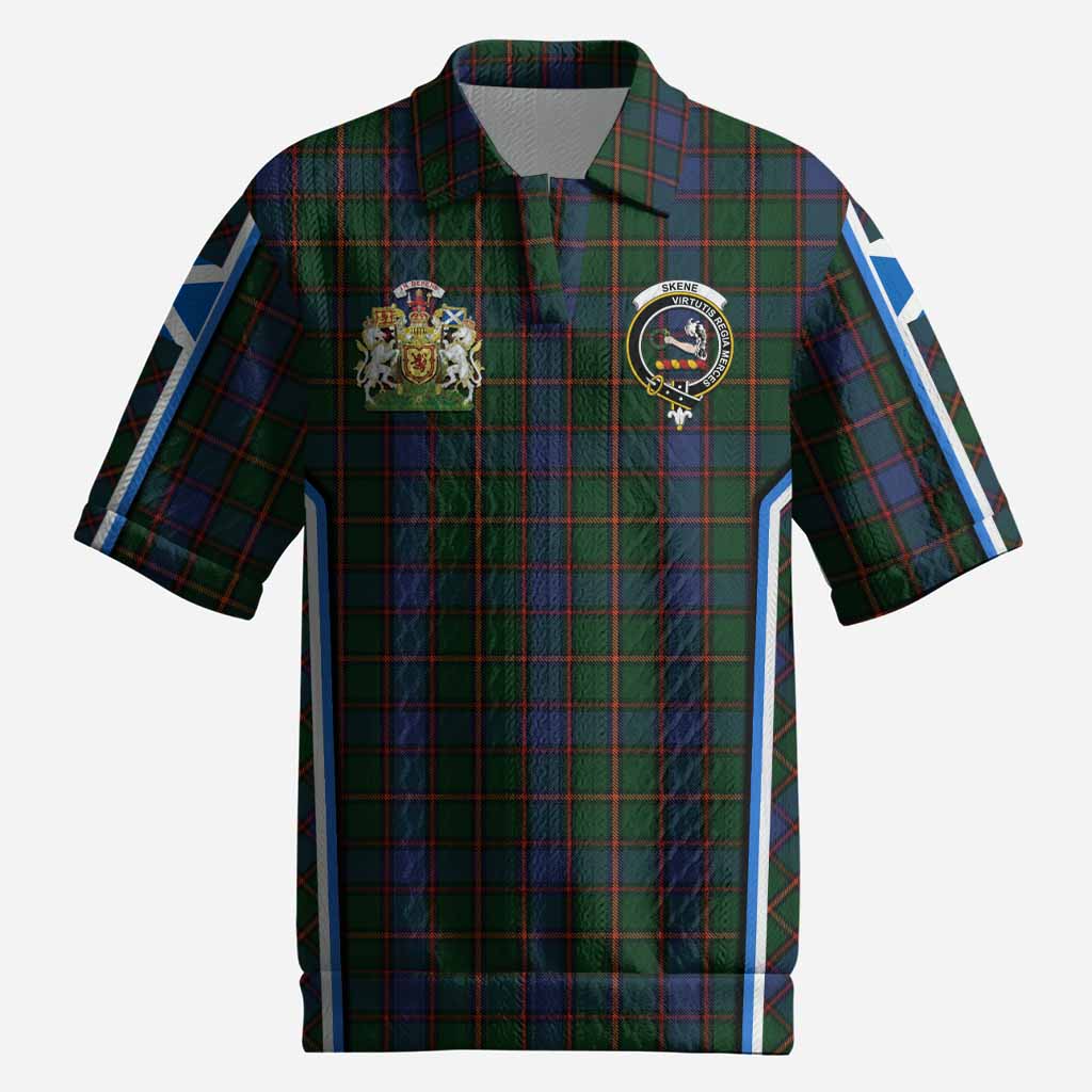 Skene Tartan Crest Men’s Polo Sweater Top Scotland Coat of Arm Flag Style