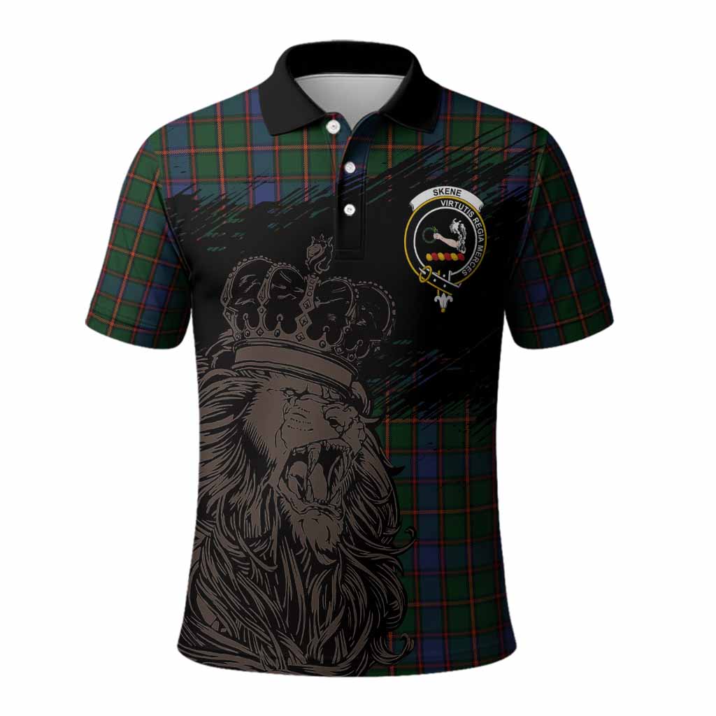Skene Tartan Crest Polo Shirt Crowned Lion Heritage Style