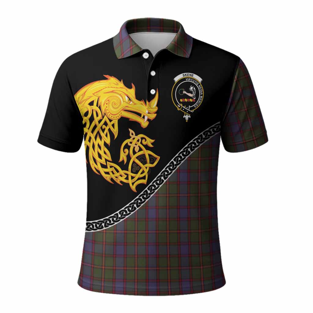 Skene Tartan Crest Polo Shirt Legendary Dragon Knot Half Style