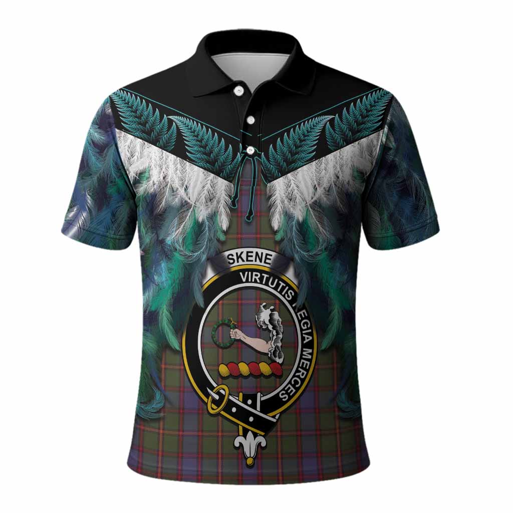 Skene Tartan Crest Polo Shirt New Zealand Maori Korowai Cloak