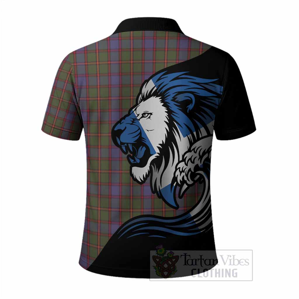 Skene Tartan Crest Polo Shirt Scottish Golden Lions Wave Flow