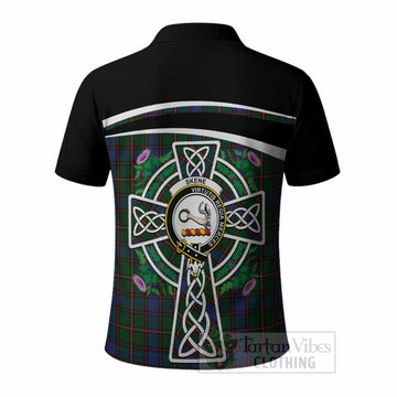 Skene Tartan Crest Polo Shirt Scottish Thistle Celtic Cross Alba Gu Brath