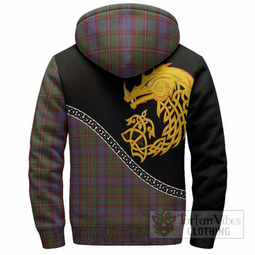 Skene Tartan Crest Sherpa Hoodie Legendary Dragon Knot Half Style