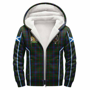 Skene Tartan Crest Sherpa Hoodie Scotland Coat of Arm Flag Style