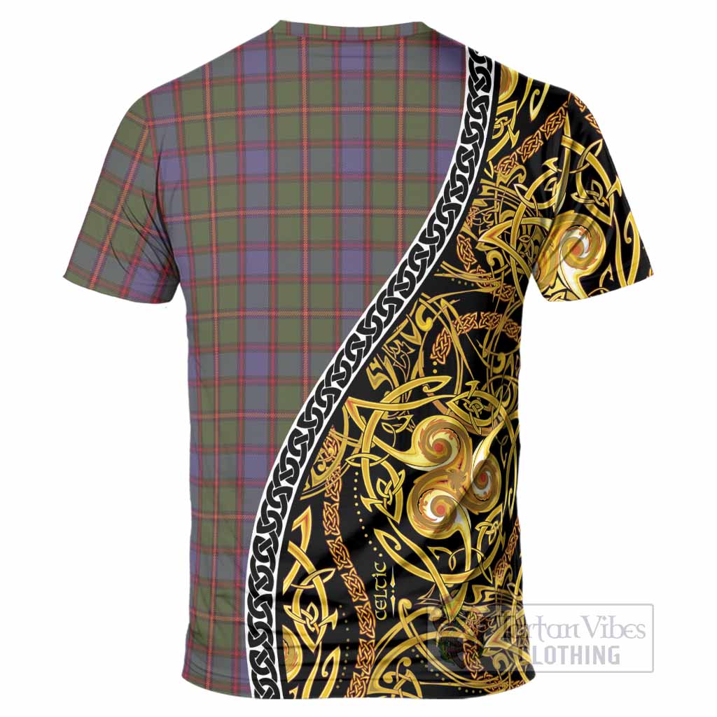 Skene Tartan Crest T-Shirt Celtic Knot and Triple Trickle Spiral Symbols