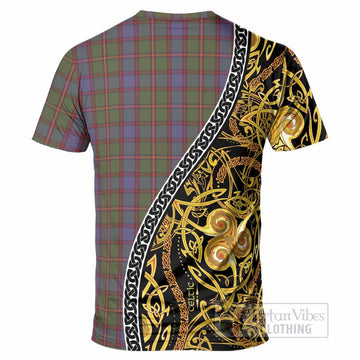 Skene Tartan Crest T-Shirt Celtic Knot and Triple Trickle Spiral Symbols