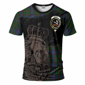Skene Tartan Crest T-Shirt Crowned Lion Heritage Style