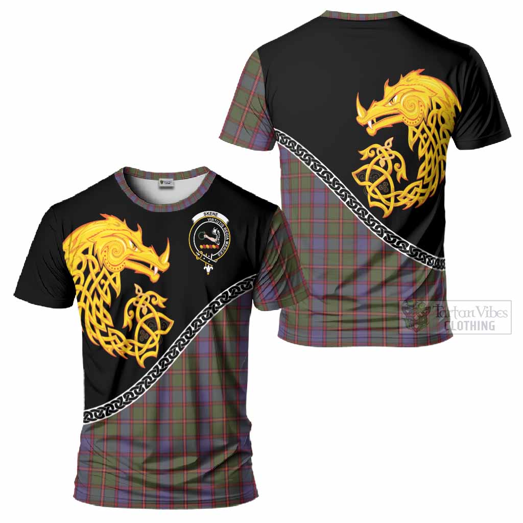 Skene Tartan Crest T-Shirt Legendary Dragon Knot Half Style