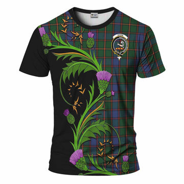 Skene Tartan Crest T-Shirt Scottish Thistle Pride Heritage Art
