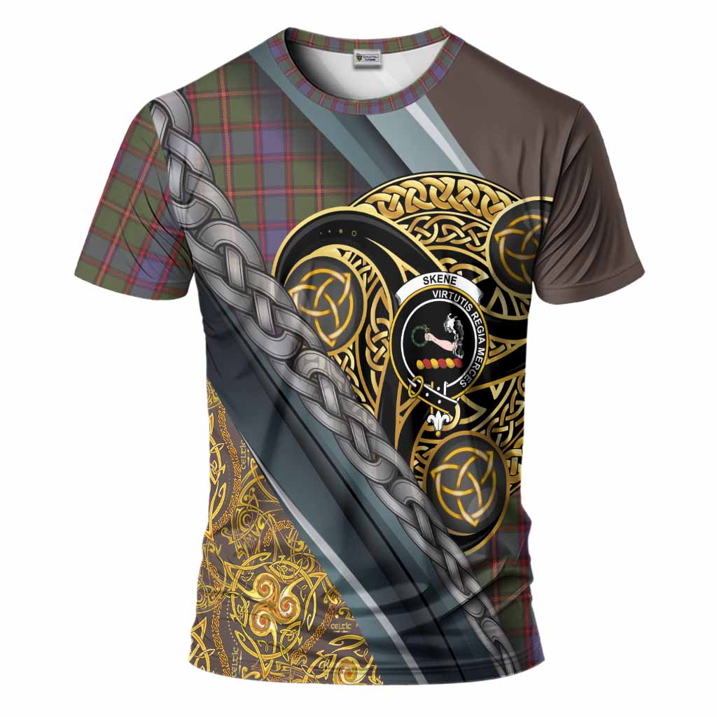 Skene Tartan Crest T-Shirt Scottish Triskele Celtic