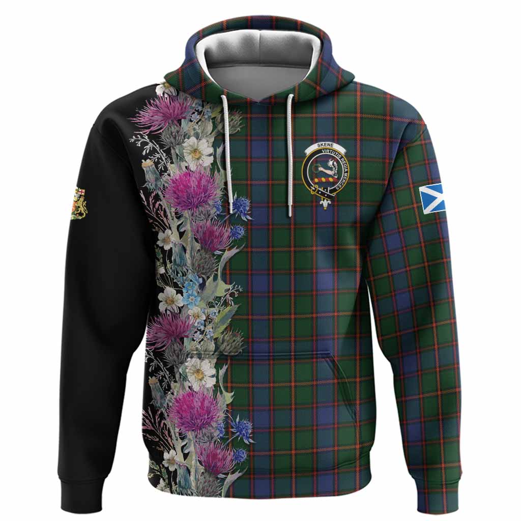 Skene Tartan Crest Thistle Floral Hoodie