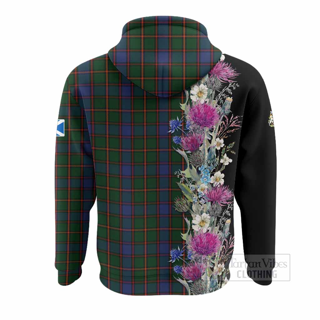 Skene Tartan Crest Thistle Floral Hoodie
