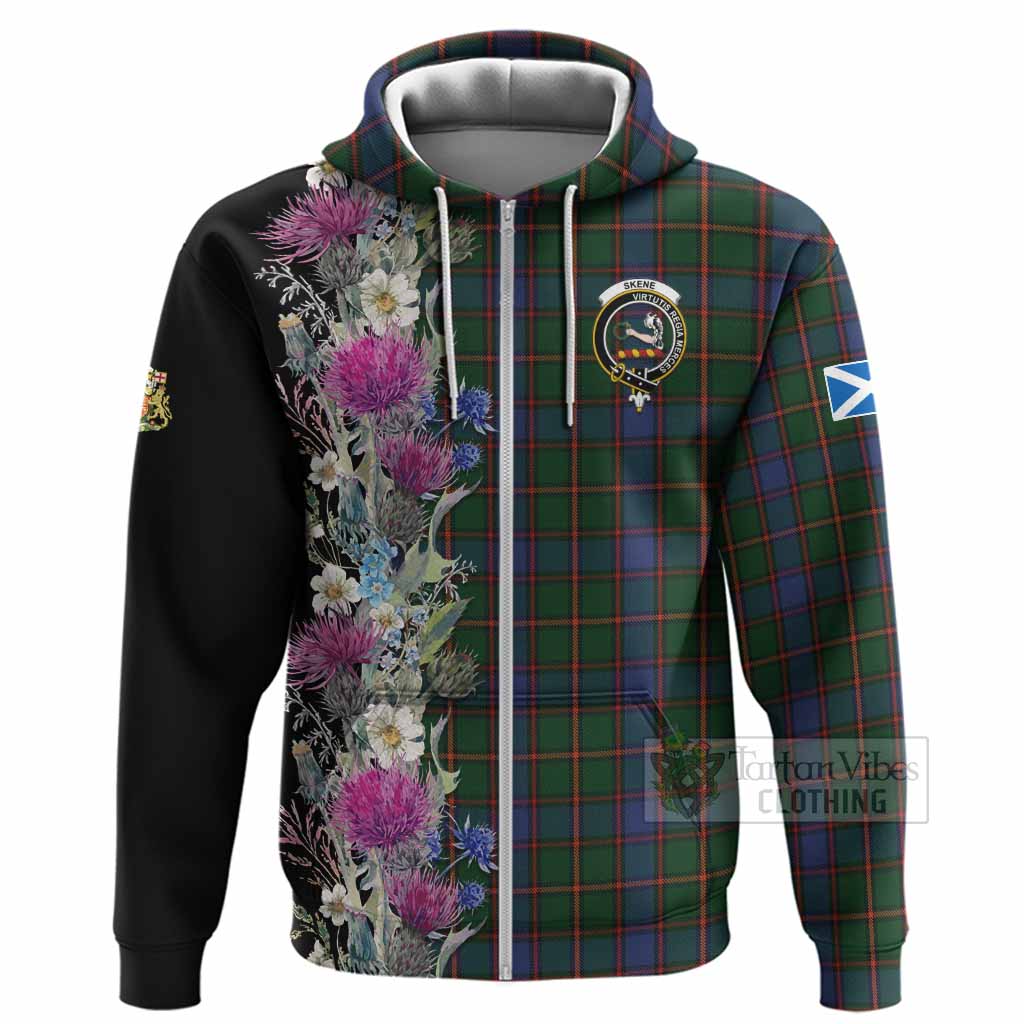 Skene Tartan Crest Thistle Floral Hoodie