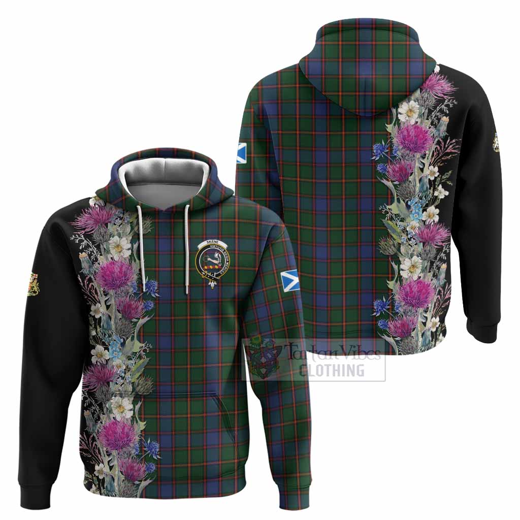 Skene Tartan Crest Thistle Floral Hoodie
