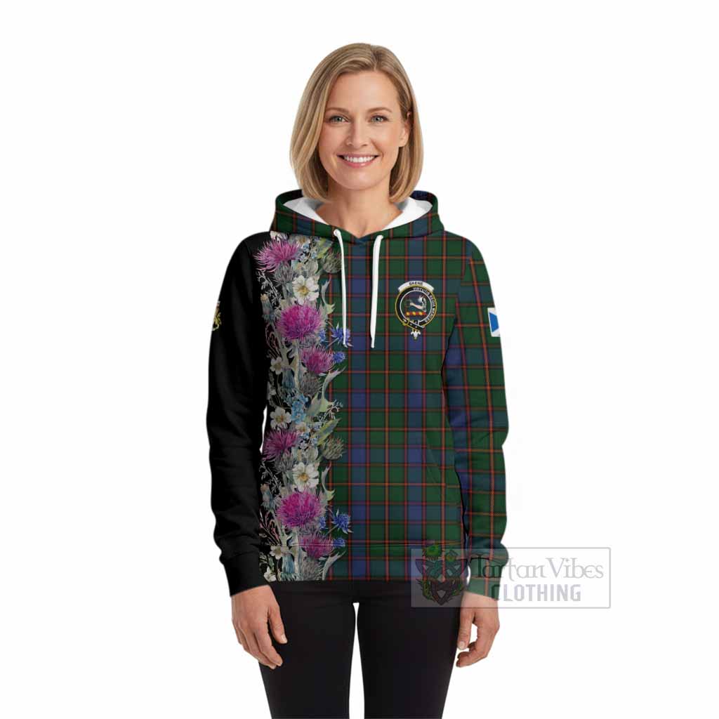 Skene Tartan Crest Thistle Floral Hoodie
