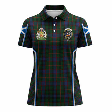 Skene Tartan Crest Women's Polo Shirt Scotland Coat of Arm Flag Style
