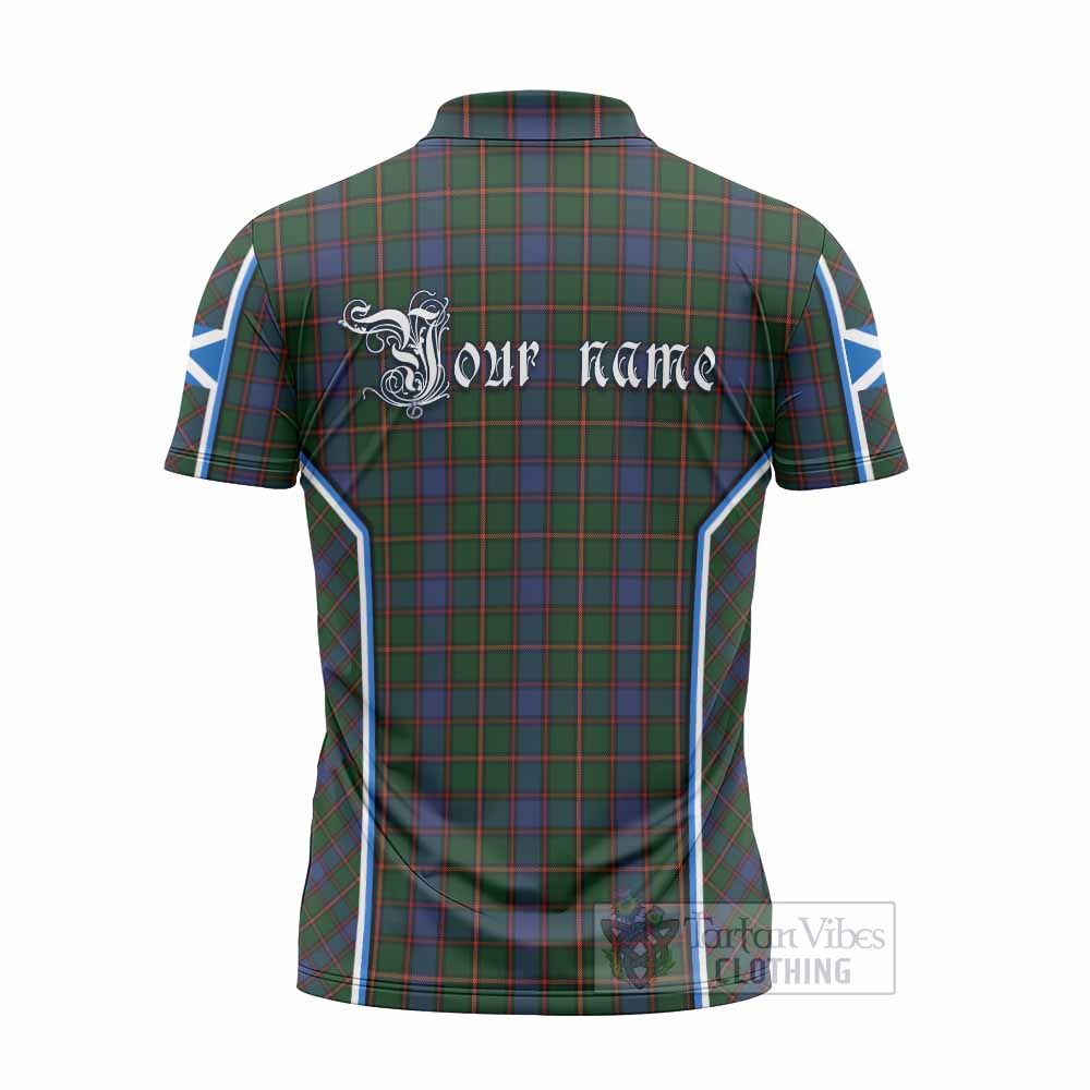Skene Tartan Crest Zipper Polo Shirt Scotland Coat of Arm Flag Style - Tartan Vibes Clothing