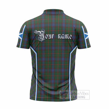 Skene Tartan Crest Zipper Polo Shirt Scotland Coat of Arm Flag Style