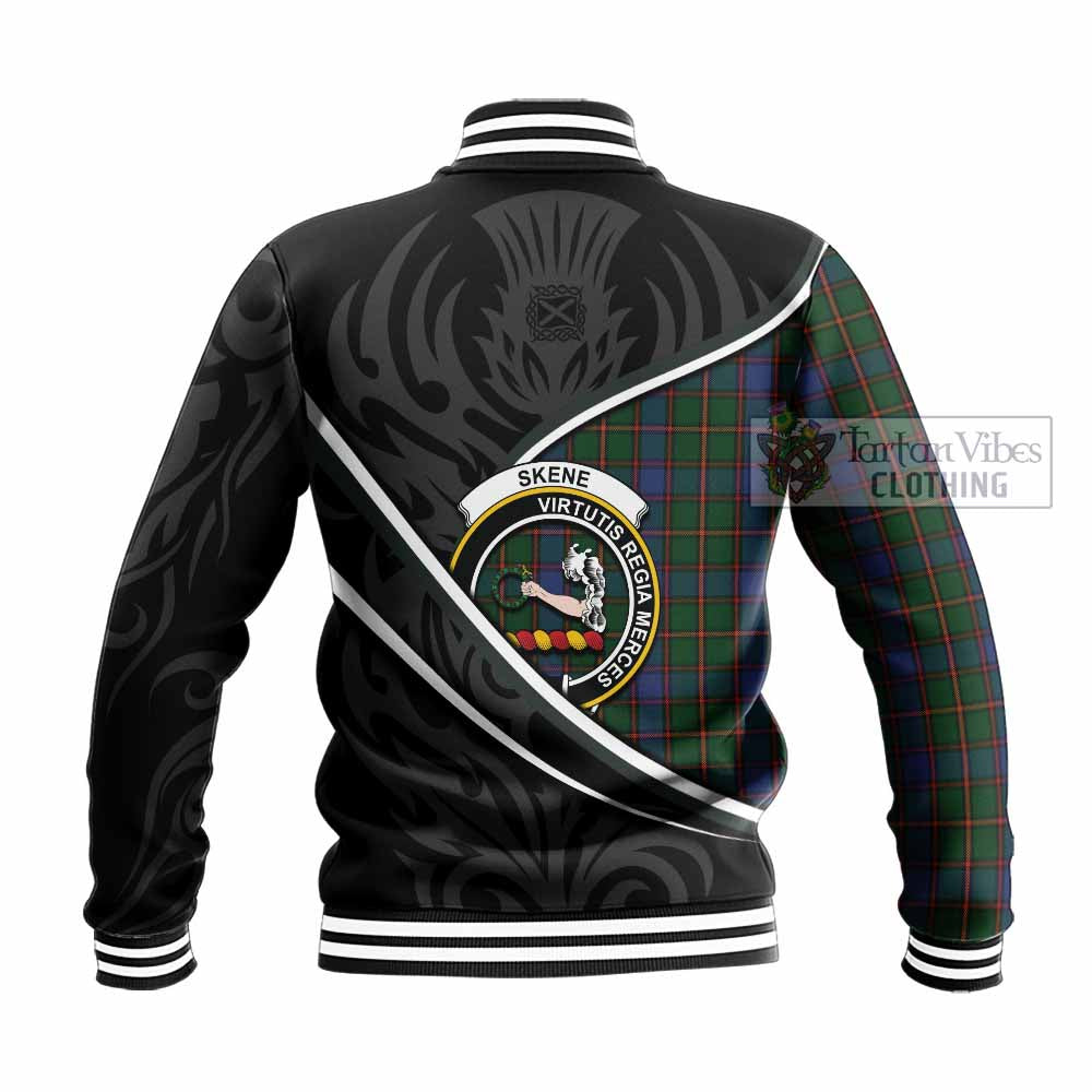 Skene Tartan Family Crest Baseball Jacket Celtic Scottish Thistle Floral - Tartan Vibes Clothing