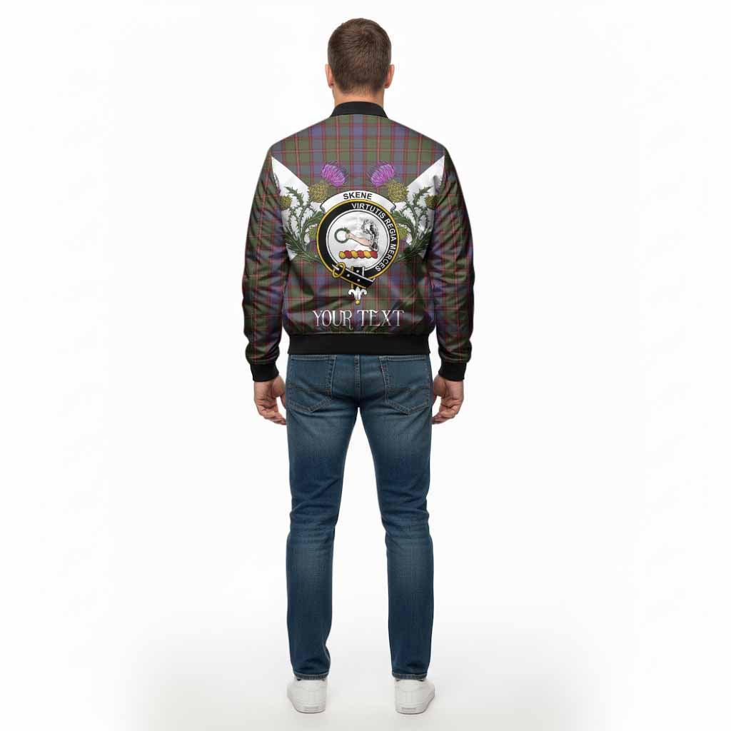 Skene Tartan Family Crest Bomber Jacket Scottish Burns Night Thistle Floral