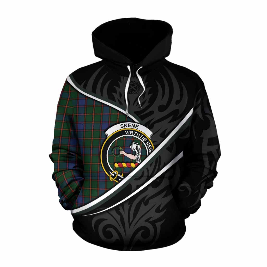 Skene Tartan Family Crest Cotton Hoodie Celtic Scottish Thistle Floral - Tartan Vibes Clothing