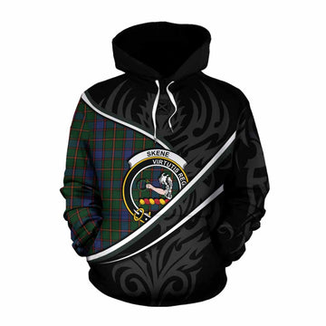 Skene Tartan Family Crest Cotton Hoodie Celtic Scottish Thistle Floral