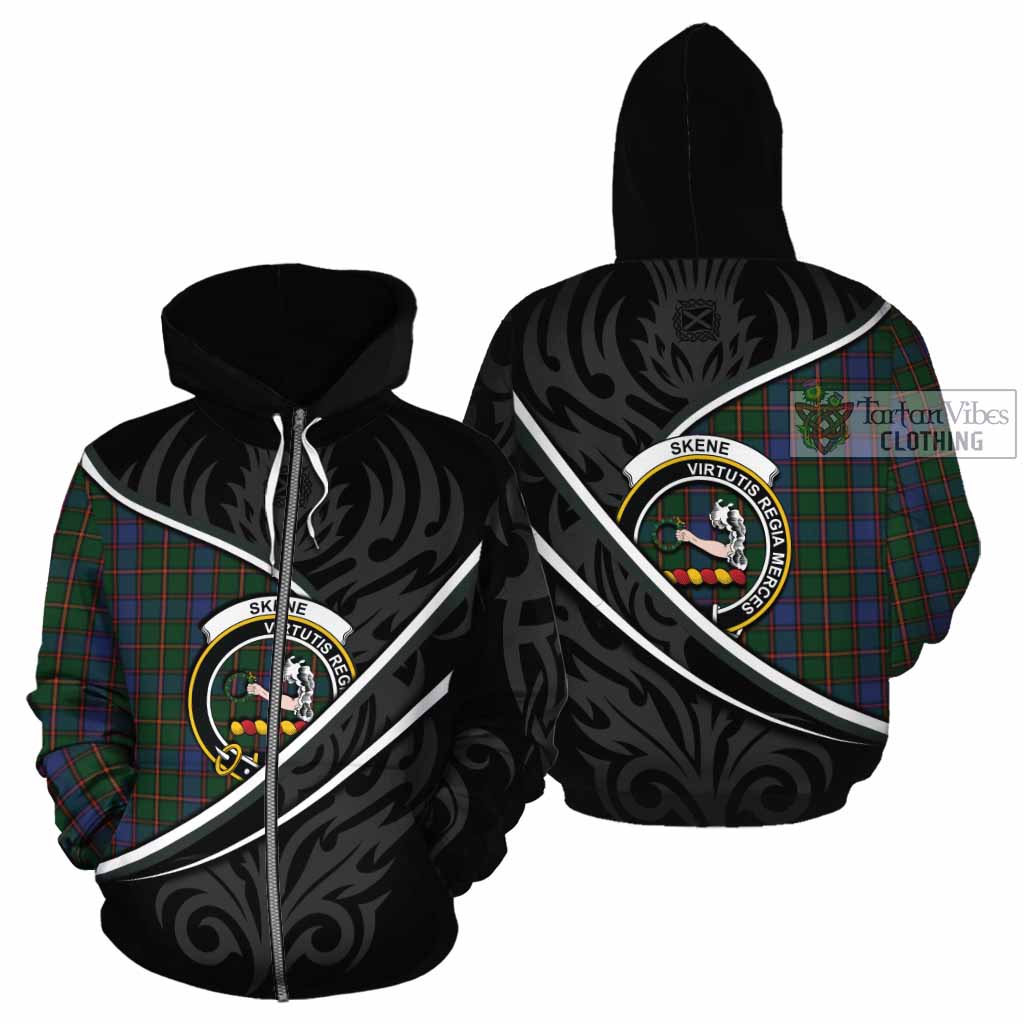 Skene Tartan Family Crest Cotton Hoodie Celtic Scottish Thistle Floral - Tartan Vibes Clothing
