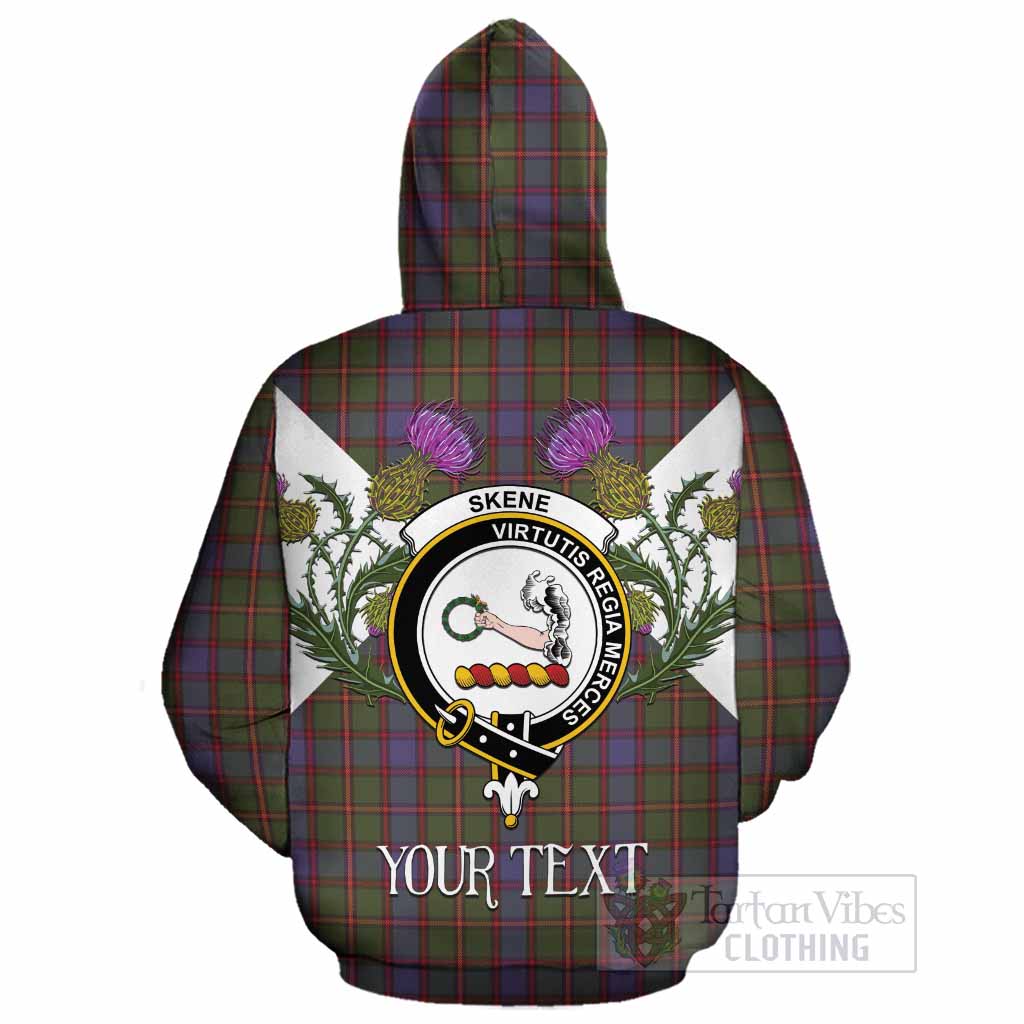 Skene Tartan Family Crest Cotton Hoodie Scottish Burns Night Thistle Floral