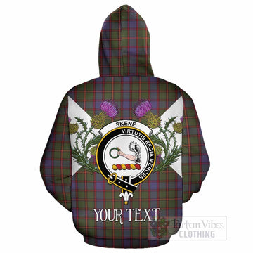 Skene Tartan Family Crest Cotton Hoodie Scottish Burns Night Thistle Floral