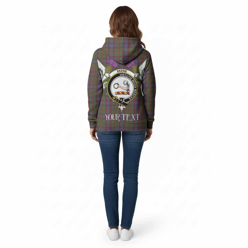 Skene Tartan Family Crest Cotton Hoodie Scottish Burns Night Thistle Floral