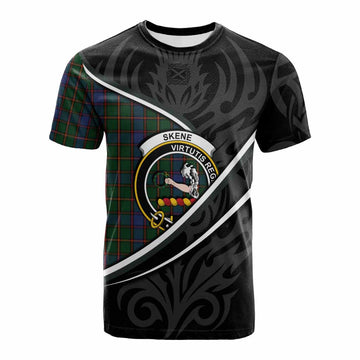 Skene Tartan Family Crest Cotton T-shirt Celtic Scottish Thistle Floral - Tartan Vibes Clothing