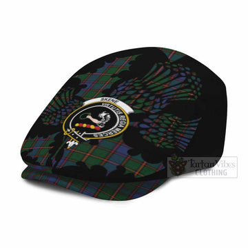 Skene Tartan Family Crest Flat Cap, Jeff Cap Scotland Thistle Floral