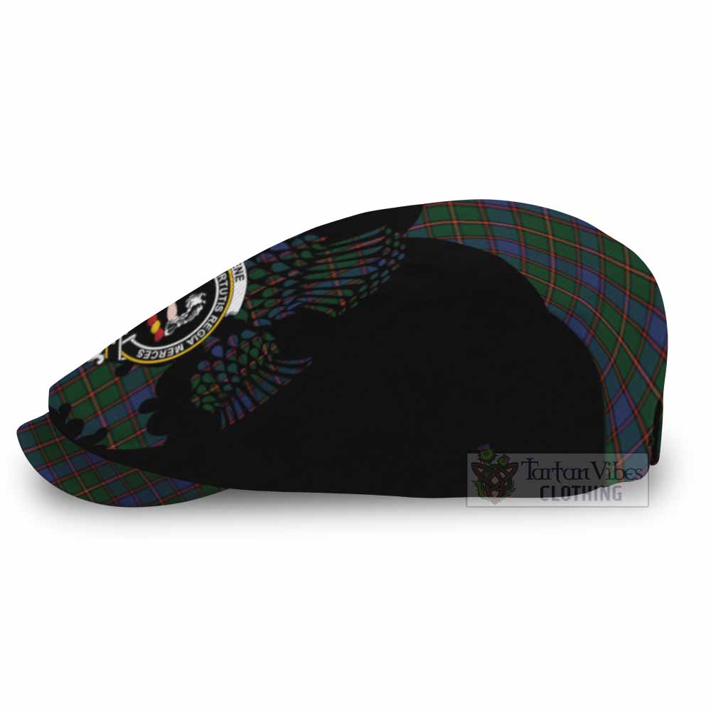 Skene Tartan Family Crest Flat Cap, Jeff Cap Scotland Thistle Floral