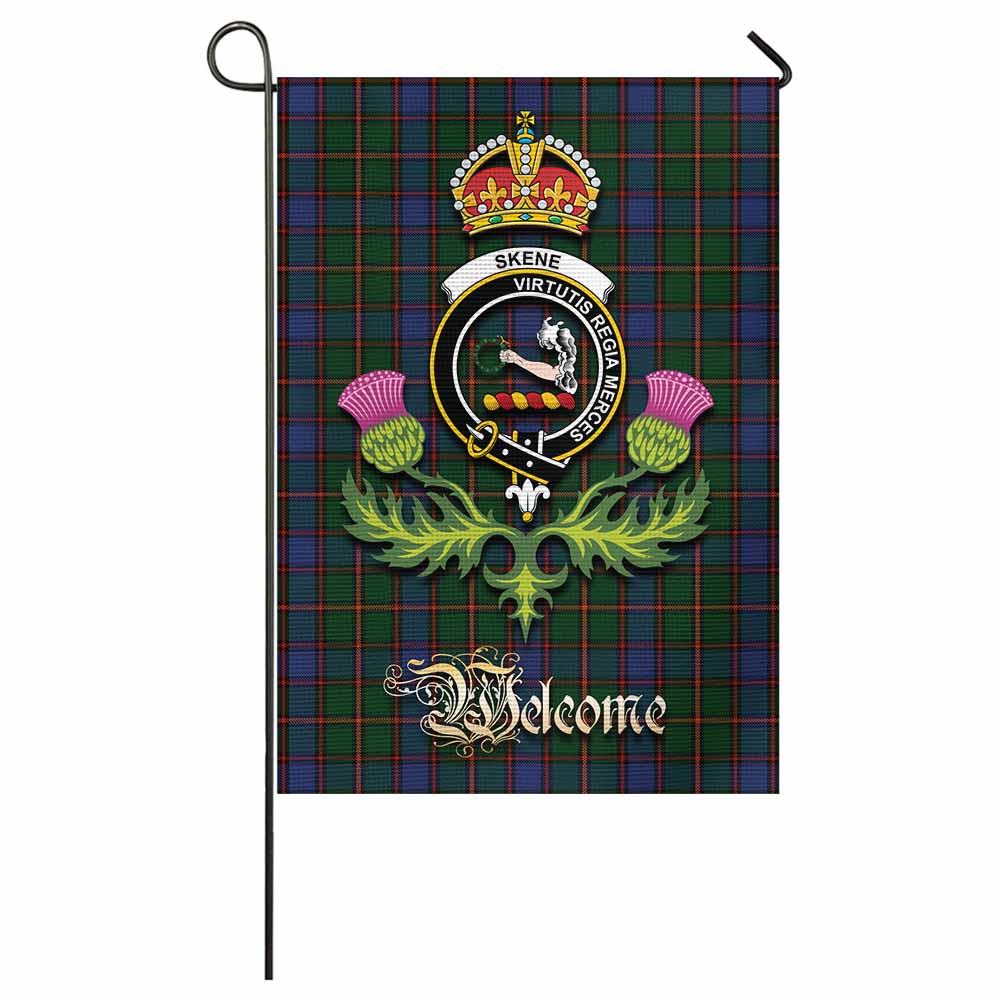 Skene Tartan Family Crest Garden Flag Royal Thistle Welcome Style - Tartan Vibes Clothing