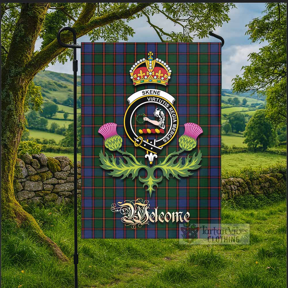 Skene Tartan Family Crest Garden Flag Royal Thistle Welcome Style - Tartan Vibes Clothing