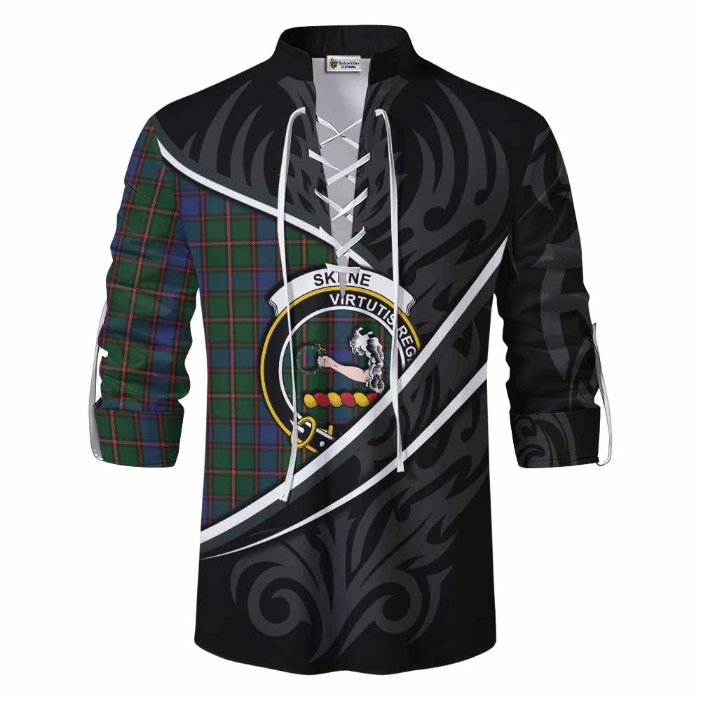 Skene Tartan Family Crest Ghillie Kilt Shirt Celtic Scottish Thistle Floral - Tartan Vibes Clothing