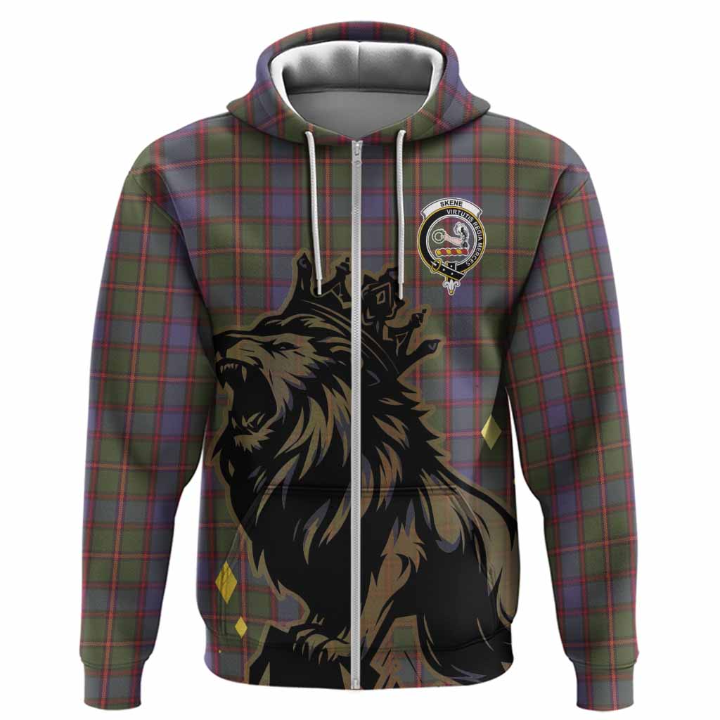 Skene Tartan Family Crest Hoodie Crowned Lion Roaring