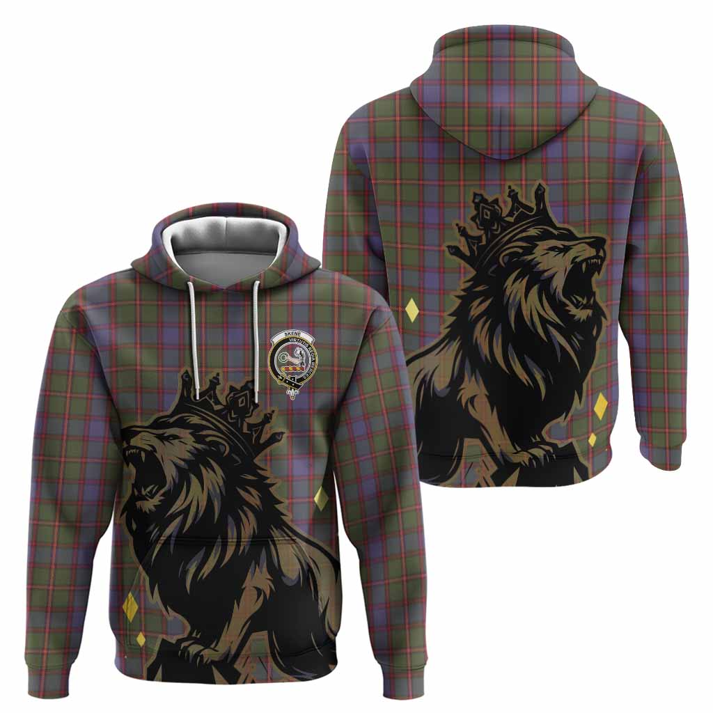 Skene Tartan Family Crest Hoodie Crowned Lion Roaring