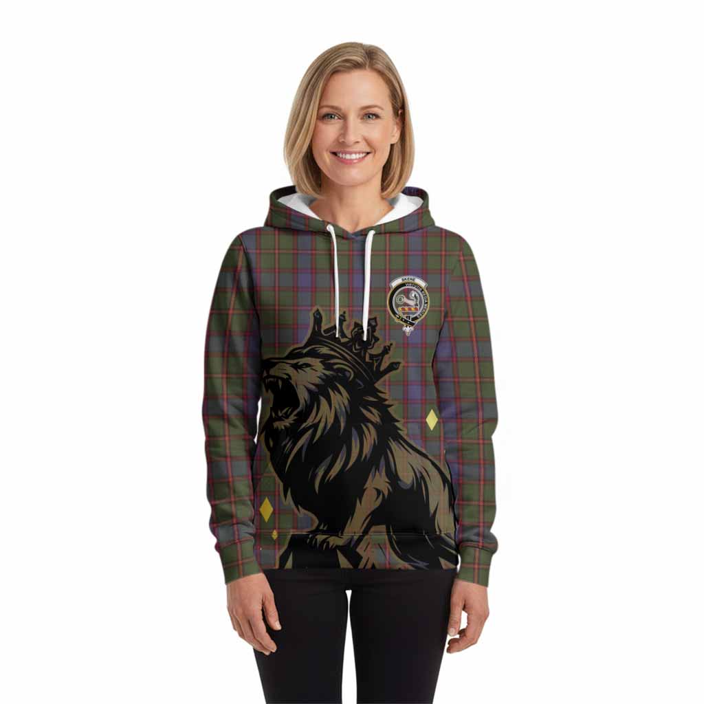 Skene Tartan Family Crest Hoodie Crowned Lion Roaring