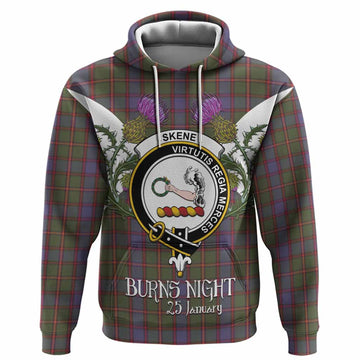 Skene Tartan Family Crest Hoodie Scottish Burns Night Thistle Floral
