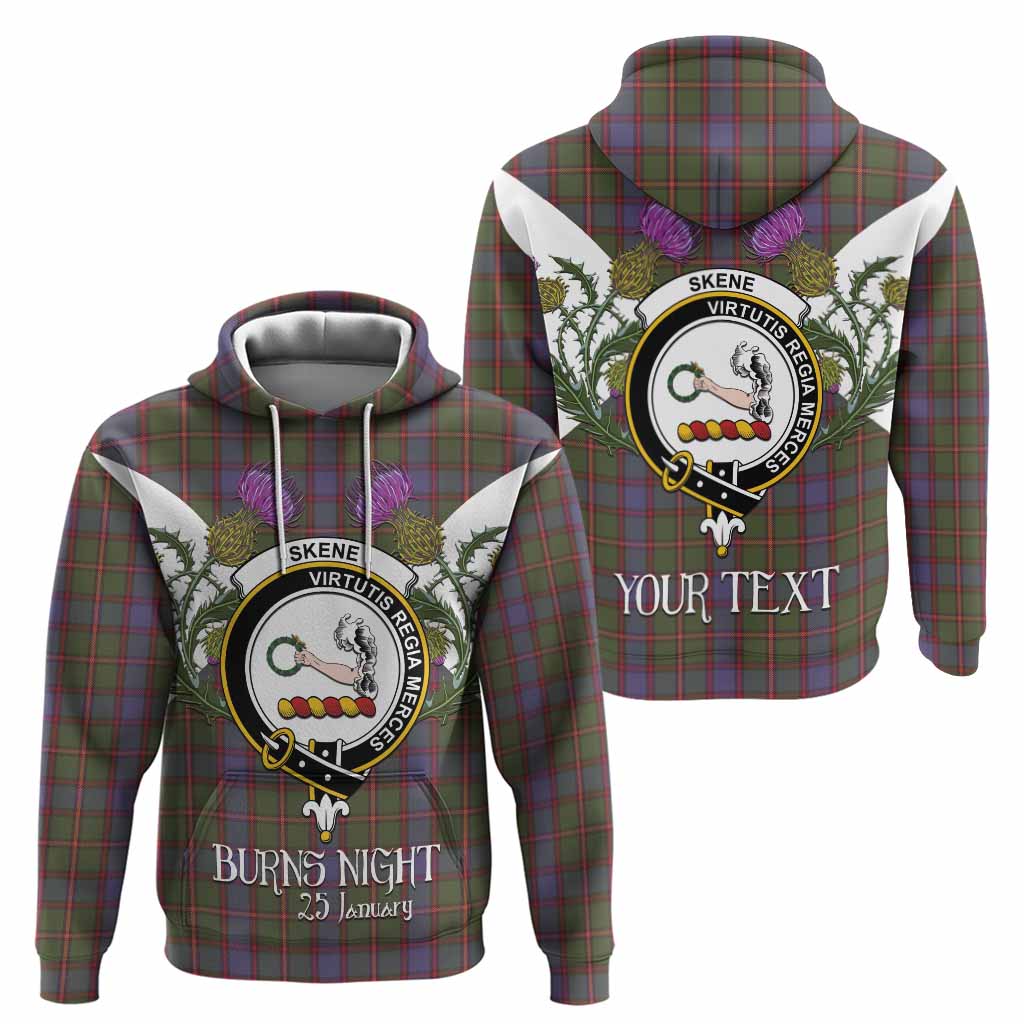 Skene Tartan Family Crest Hoodie Scottish Burns Night Thistle Floral