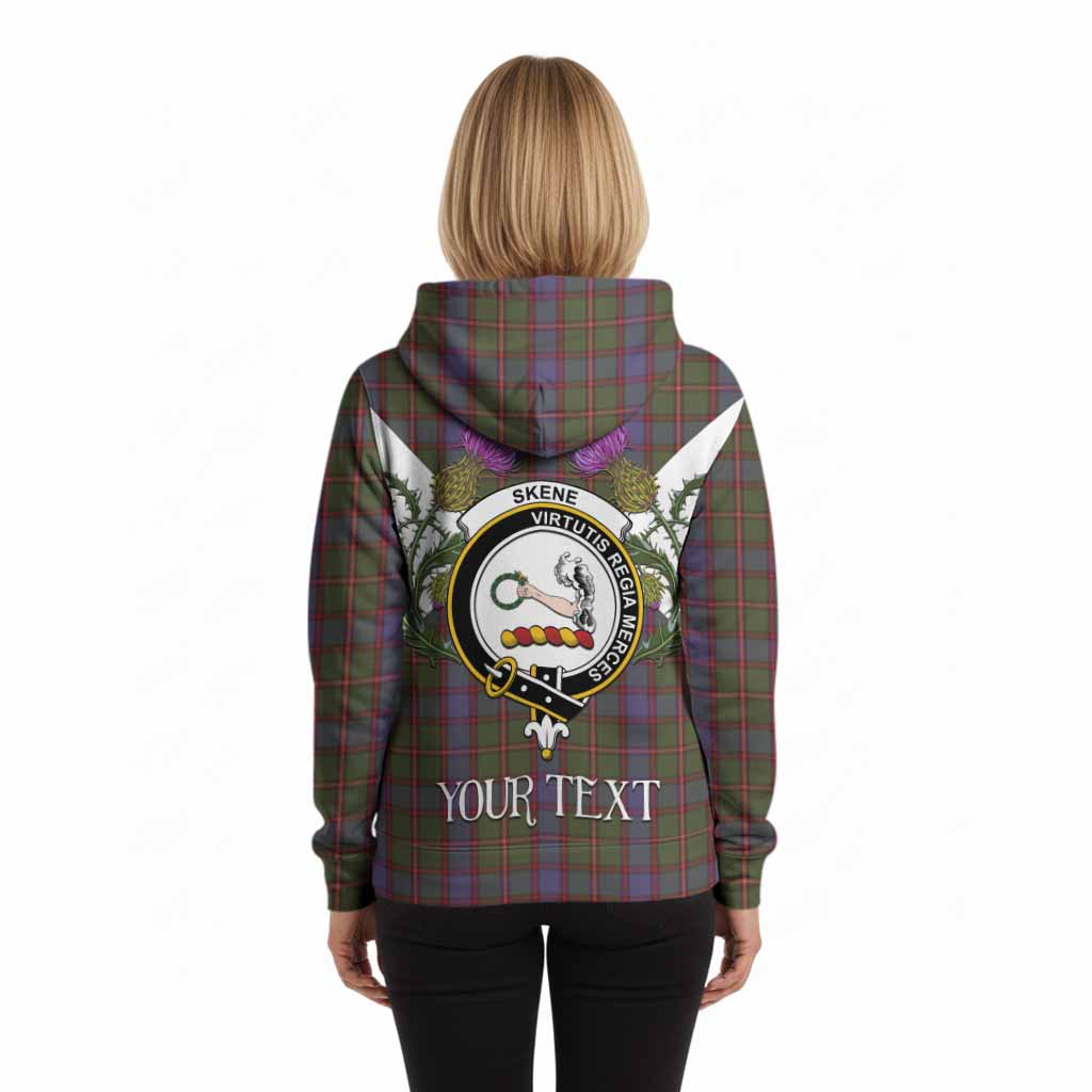 Skene Tartan Family Crest Hoodie Scottish Burns Night Thistle Floral