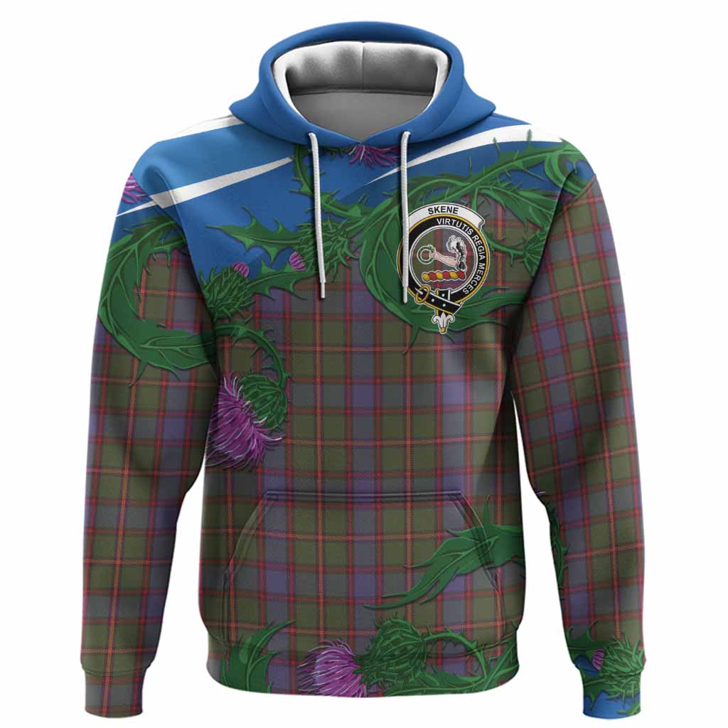 Skene Tartan Family Crest Hoodie Thistle in Minimalism