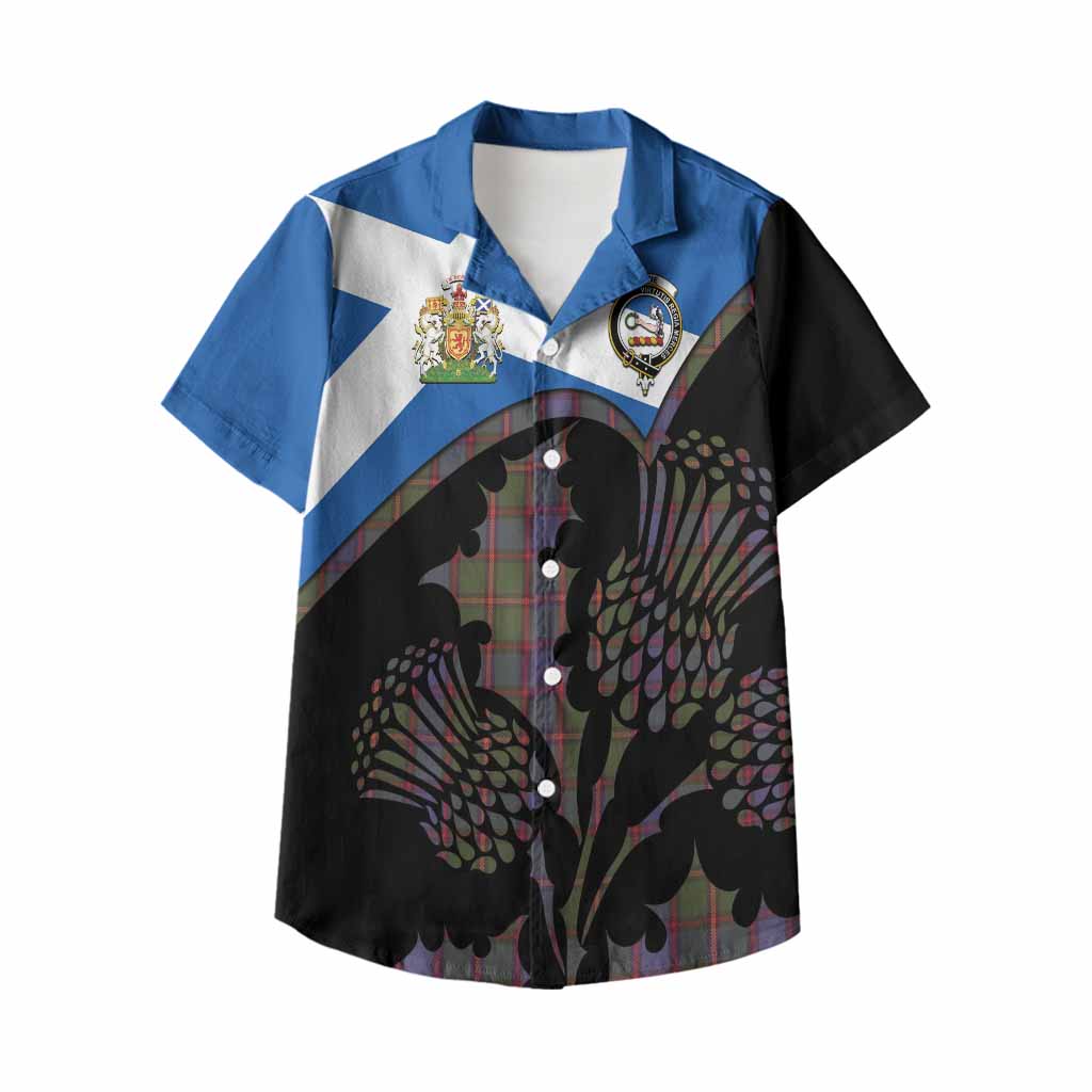 Skene Tartan Family Crest Kid Hawaiian Shirt Scotland Thistle Floral Flag Style