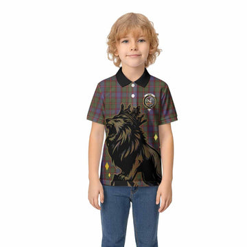 Skene Tartan Family Crest Kid Polo Shirt Crowned Lion Roaring